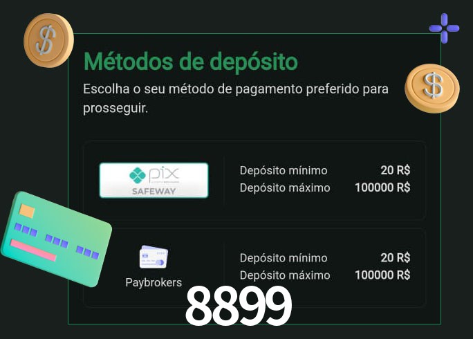 O cassino 8899 oferece uma grande variedade de métodos de pagamento